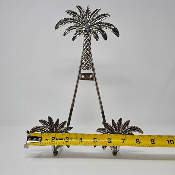 Easel Plate Holder Book Recipe Photo Frame Display Stand Palm Tree Silvertone - Picture 12 of 13